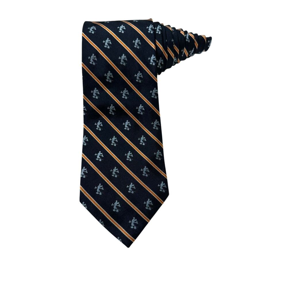 Vintage Walt Disney World Mickey Mouse Embroidered Navy Blue Novelty Necktie